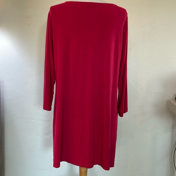 Eileen Fisher Long Sleeve Tunic Style Cranberry Color Rayon Blend Dress … - Picture 4 of 7